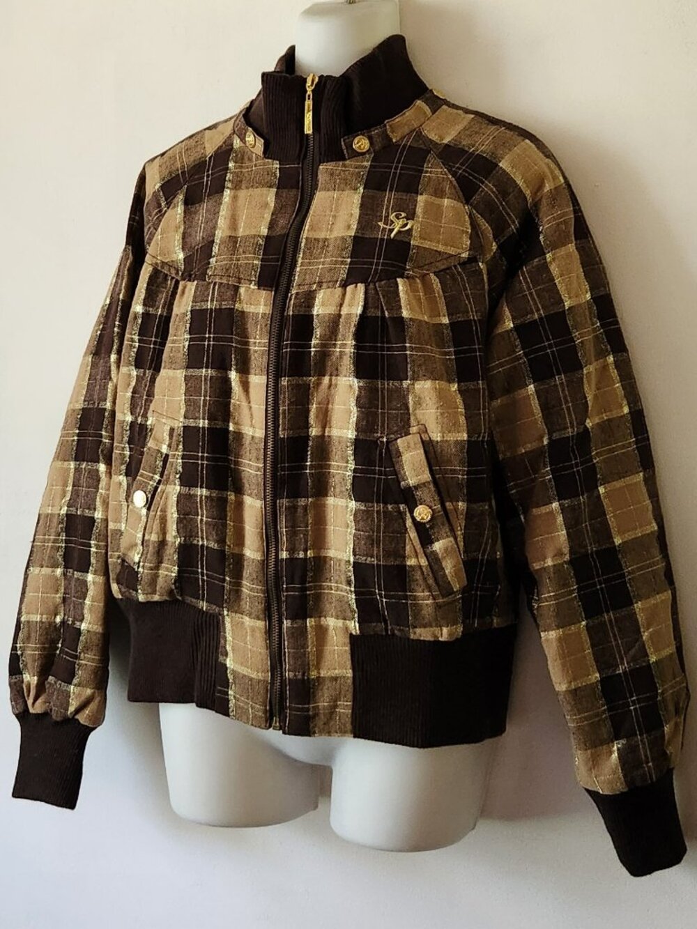 South Pole bomber jacket sz XL brown gold VGUC